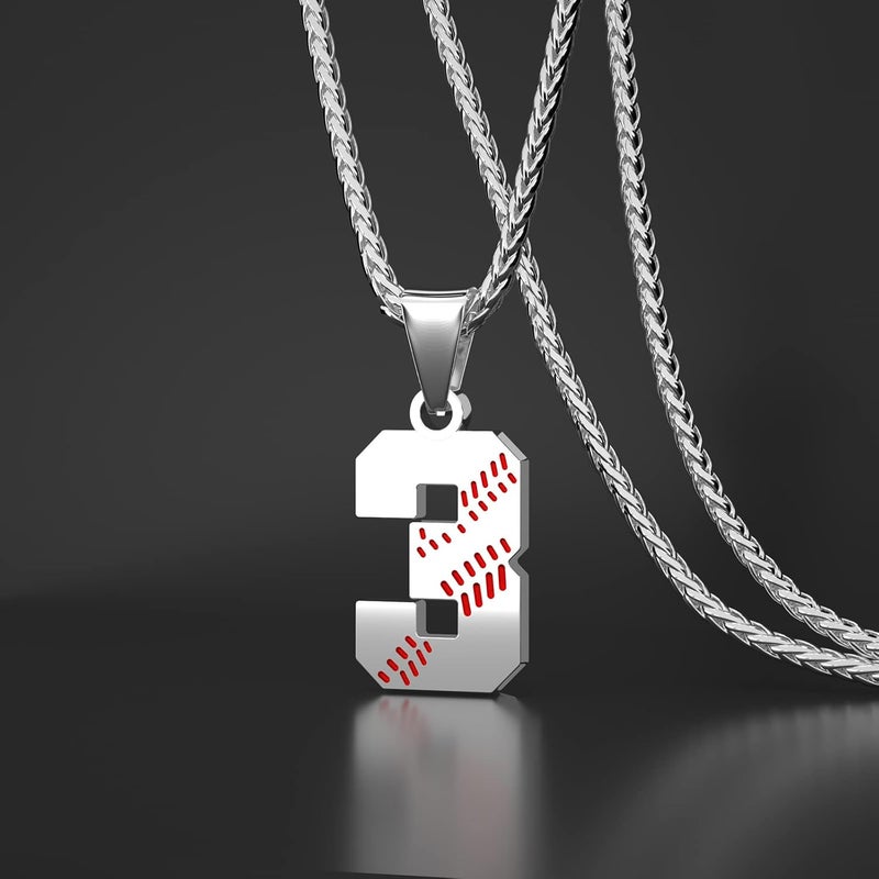Wikavanli Personalized Baseball Jersey Number 00-99 Necklace - Stainless Steel Baseball Chain Pendant Necklace - Team Jewelry Gift for Boys, Girls, Men, Women - Image 2
